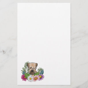 Soft-Coated Wheaten Terrier Kopf Bunte Blumen Briefpapier
