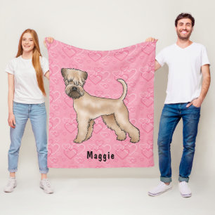 Soft-Coated Wheaten Terrier Rosa Herzen und Name Fleecedecke