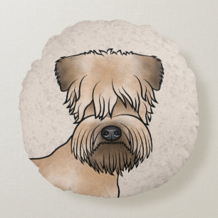 Soft-Coated Wheaten Terrier Süßer Hundekopf auf Be Rundes Kissen