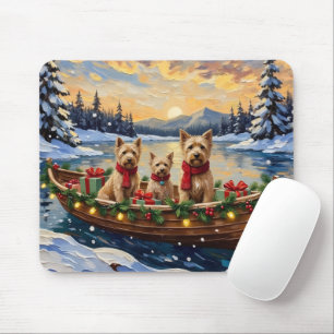 Soft Coated Wheaten Terrier Weihnachtsboot Urlaub Mousepad