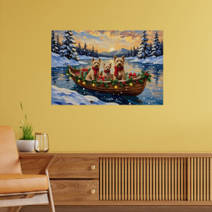 Soft Coated Wheaten Terrier Weihnachtsboot Urlaub Poster