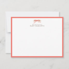 Soft Coral Bow Nursery Grußkarte – Personalisiert Mitteilungskarte