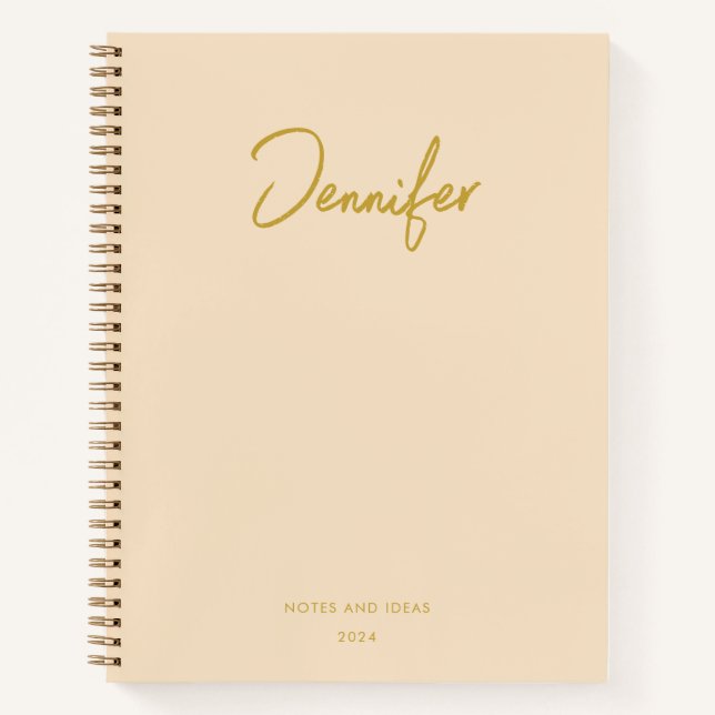 Soft Cream, individueller Golden Handwriter-Name Notizbuch (Vorderseite)