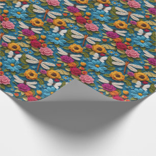 Soft Crochet Blick Florals und Libellen Geschenkpapier