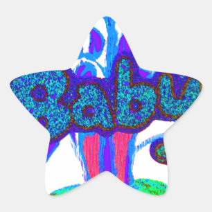 Soft Cyan Blue Blume Art: Eine Baby's Touch. Stern-Aufkleber