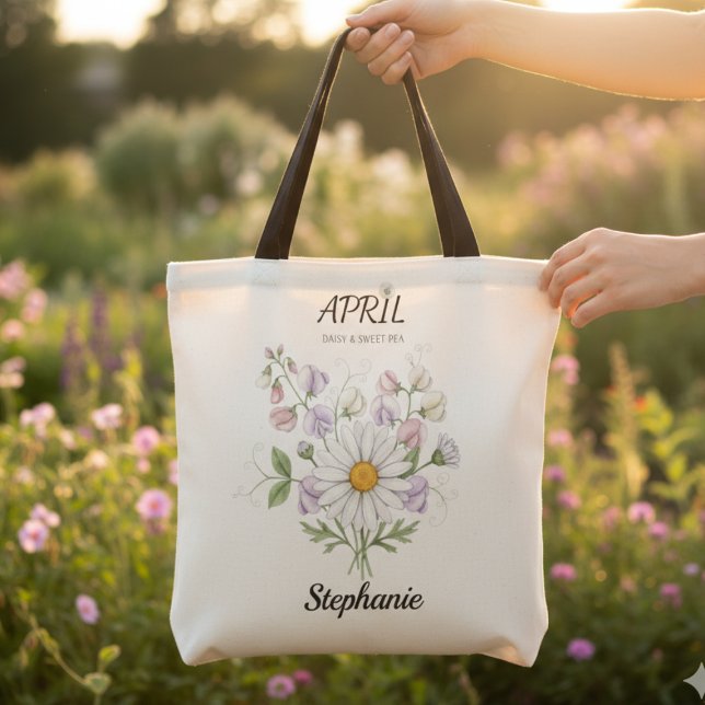 Soft Daisy Birth Flower – Personalized April Gift Tasche (Wildflower Daisy Birth Flower – Personalized April Tote)