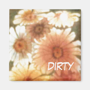 "Soft Daisy" Dirty Dishwasher Status Floral Magnet
