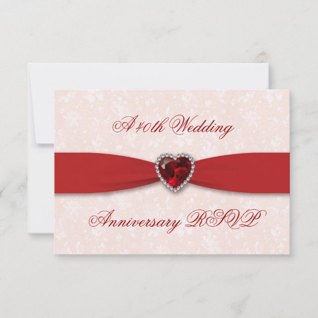 Soft Damask 40e anniversaire Mariage RSVP (Devant)