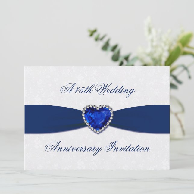 Soft Damask 45. Hochzeitstag 12x18 Einladung (Stehend Vorderseite)