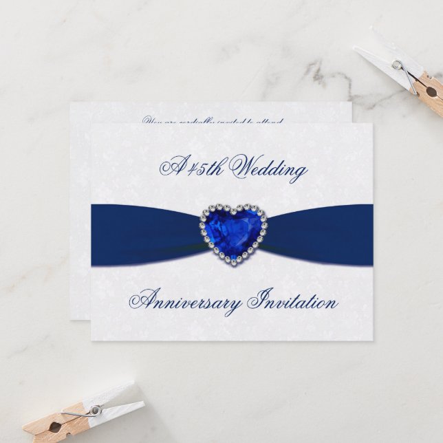 Soft Damask 45. Hochzeitstag Einladung (Vorderseite/Rückseite Beispiel)