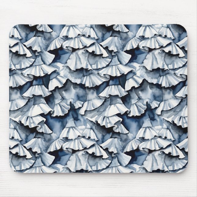 Soft Denim Blue Watercolor Ruffles Mousepad (Vorne)