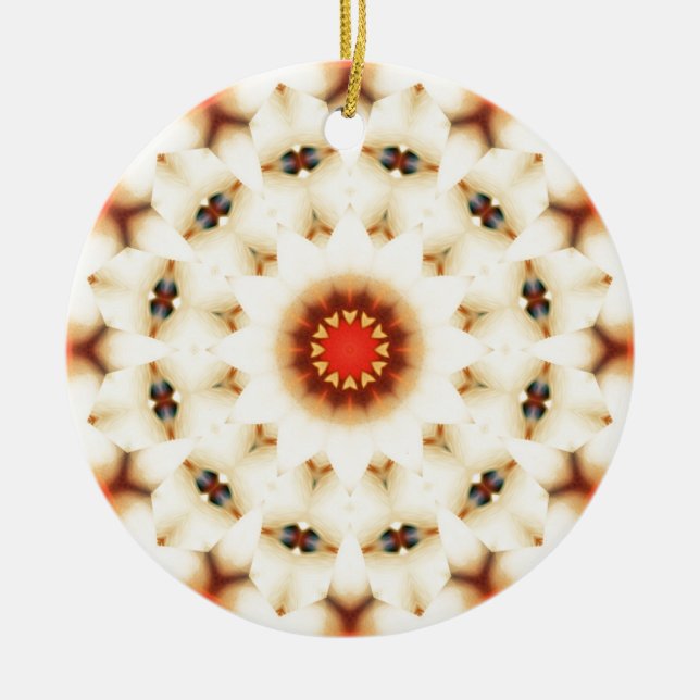 Soft Dreamy Cream Floral Muster Keramik Ornament (Vorne)