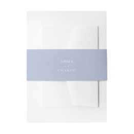 Soft Dusty Blue Boho Wedding invitation belly band