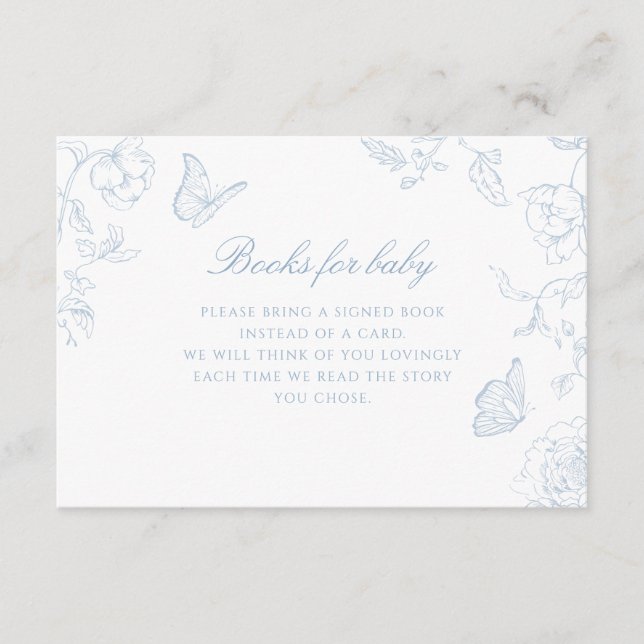 Soft Dusty Blue Chinoiserie Bücher für Baby Begleitkarte (Vorderseite)