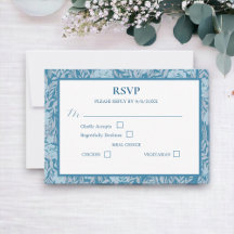 Soft Dusty Blue Elegante Floral Response Card