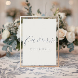 Soft Dusty Blue Wedding Favors Sign Poster
