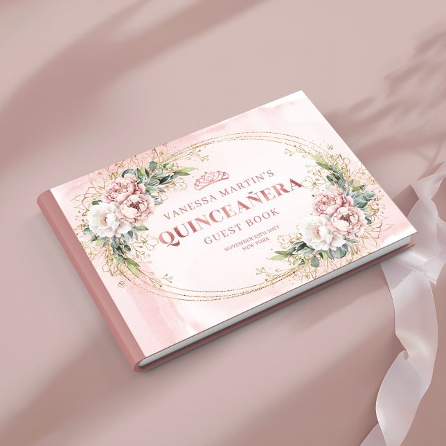 Soft Dusty Pink Flowers Eucalyptus 15th Guest Book Gästebuch (Soft Dusty Pink Flowers Eucalyptus 15th Guest Book)