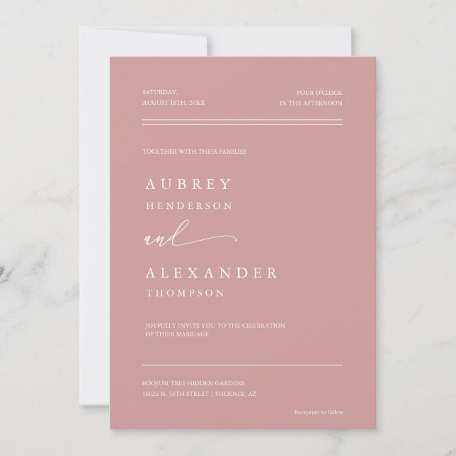 Soft Dusty Pink Minimalistisch QR Code Wedding Fot Einladung (Vorderseite)