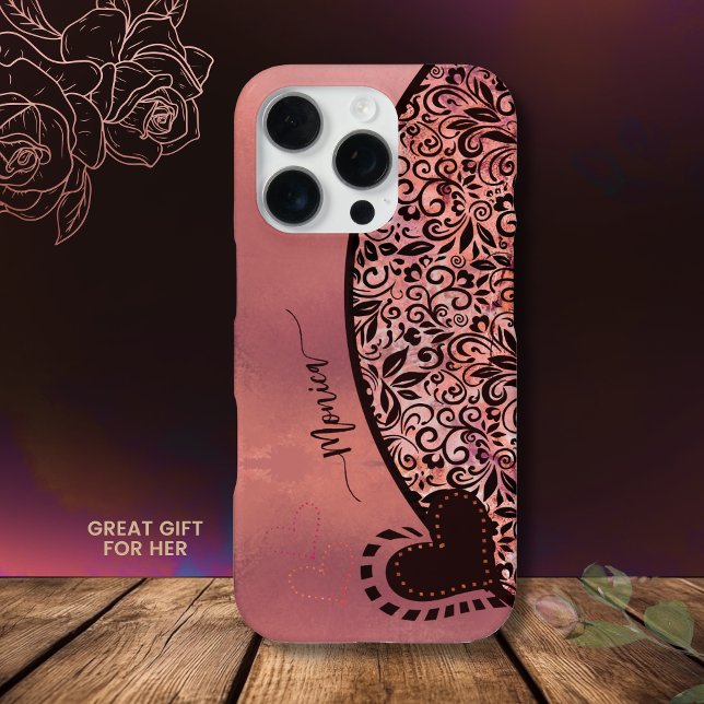 Soft Dusty Pink Modernes Blumenmuster iPhone 16 Pro Hülle (Soft Dusty Pink Modern Floral Pattern iPhone Case)