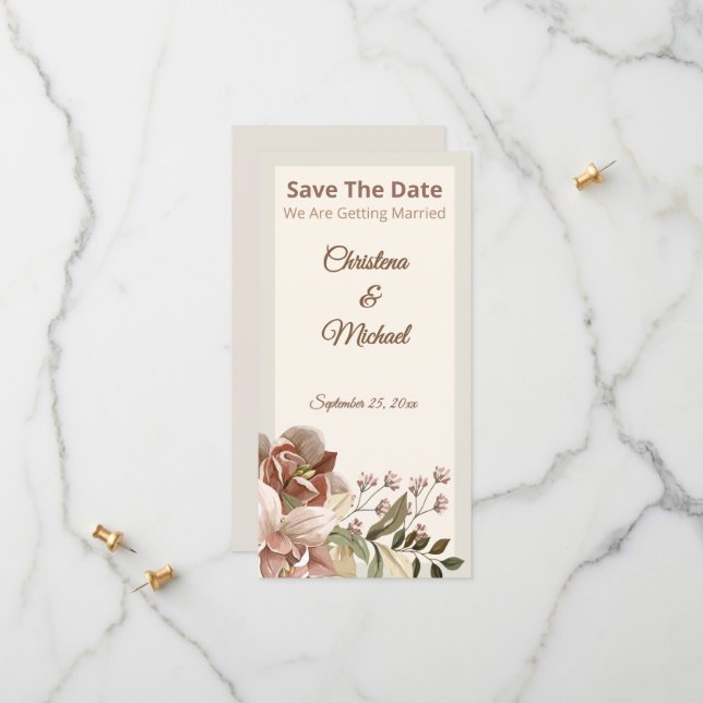 Soft Dusty Rose Floral Wedding Save The Date (Vorderseite/Rückseite Beispiel)