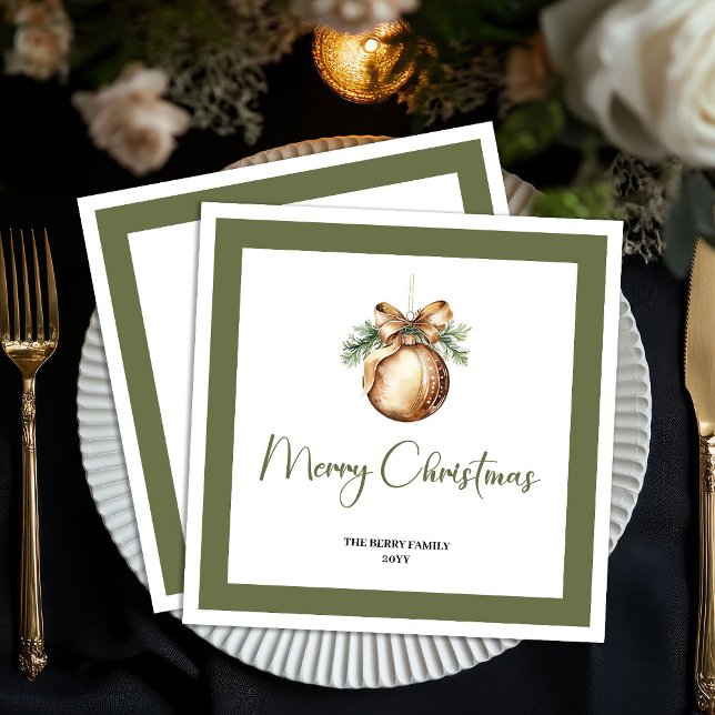 Soft Earthy Christmas Bauble Personalized Napkins Serviette (Soft Earthy Christmas Tree Personalized Napkins)