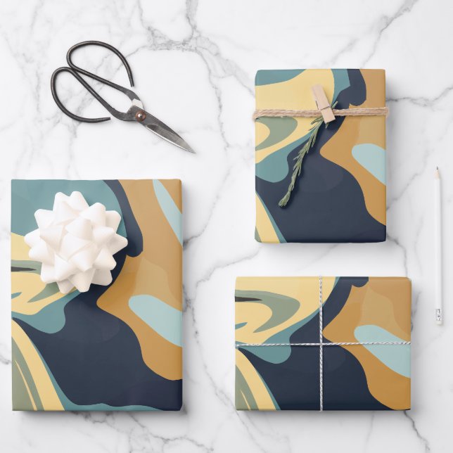 Soft Earthy Wirbel in ruhigen Tones Geschenkpapier Set (Vorderseite)