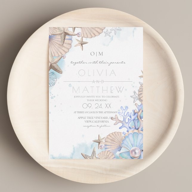 Soft Elegant Ocean Beach Wedding Invitation (Créateur téléchargé)
