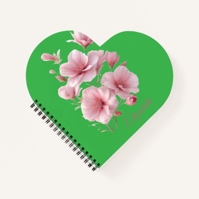 Soft Elegant Pink Floral Personalized Notizbuch (Vorderseite)