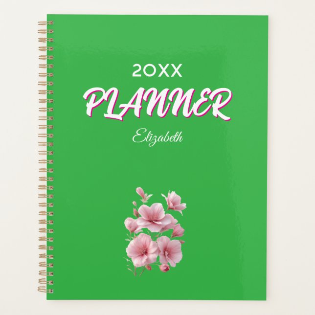 Soft Elegant Pink Floral Personalized Planer (Vorderseite)
