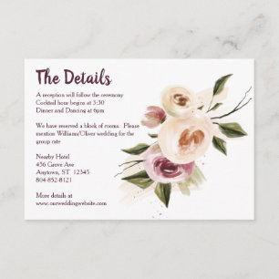 Soft Elegante Rose Burgundy Cream Frame Begleitkarte