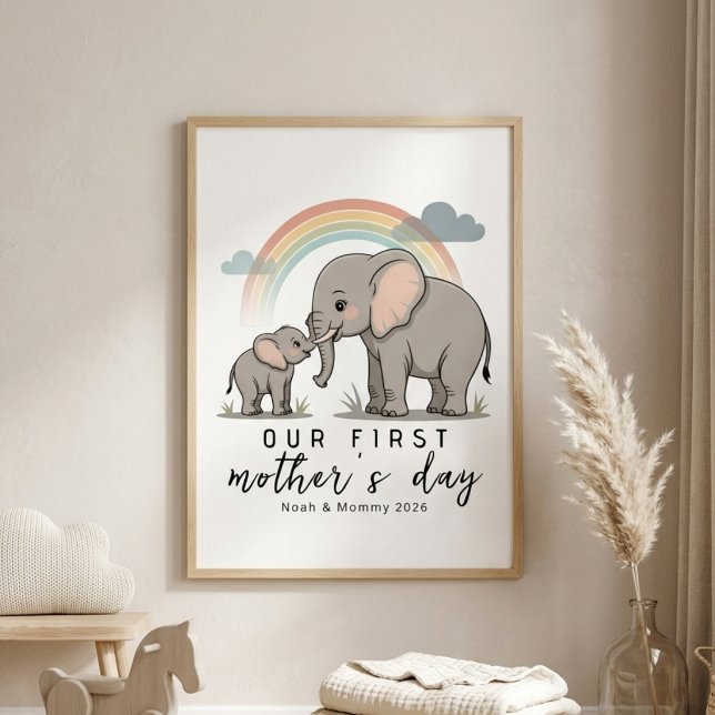 Soft Elephant Mom Baby First Mothers Day Calm Art Poster (Von Creator hochgeladen)