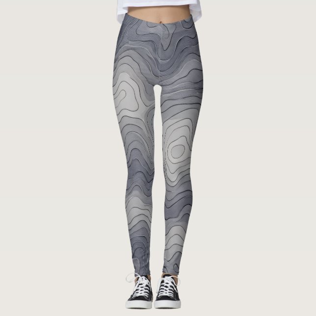 Soft Elevation Lines – Grey Scale Leggings (Vorderseite)