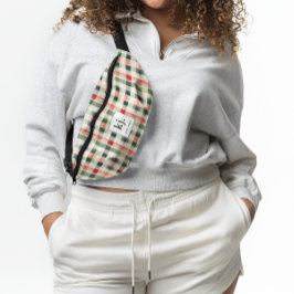 Soft Evergreen Gingham Monogram Bauchtasche