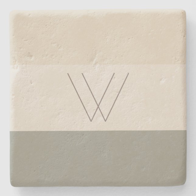 Soft Evergreen, Off White, Tan & Brown Steinuntersetzer (Vorderseite)