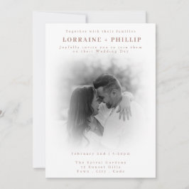 Soft Fade Schwarz-Weiß Romantische Foto Hochzeit Einladung