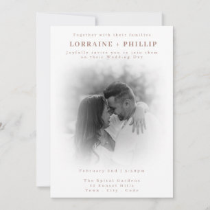 Soft Fade Schwarz-Weiß Romantische Foto Hochzeit Einladung