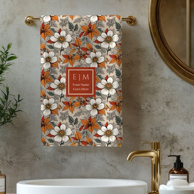 Soft Fall Garden Sage Green Personalized Bath Towe Badhandtuch Set (Soft Fall Garden Sage Green Personalized Bath Towel)