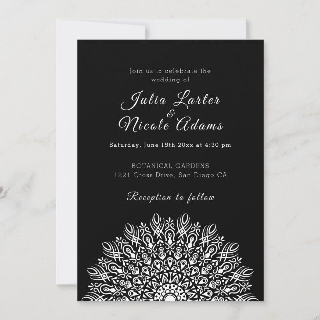Soft Feather Dry Pampas Grass Mandala Wedding Einladung (Vorderseite)