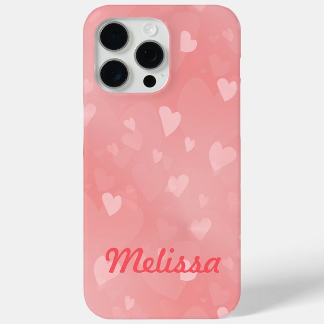Soft Floating Pink Hearts Custom Case-Mate iPhone Hülle (Rückseite)
