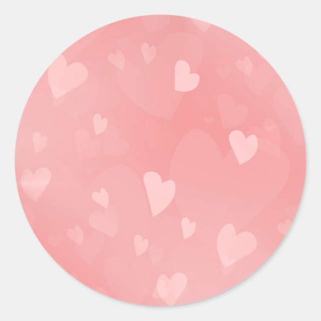 Soft Floating Pink Hearts Custom Runder Aufkleber (Vorderseite)