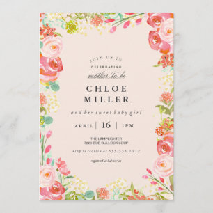 SOFT FLORAL baby shower invitation