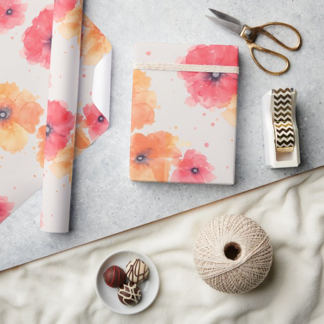 Soft Floral Blooms Wrapping Paper Roll Geschenkpapier (Handwerk)