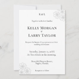 Soft Floral Elegance Minimalist Wedding Invitation