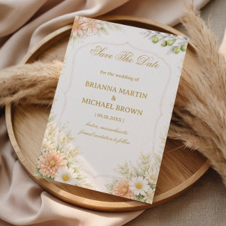 Soft Floral Elegant Announcement Save The Date