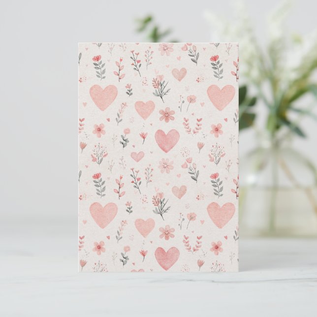 Soft Floral Heart Invitation in Neutral Pink Tones Einladung (Stehend Vorderseite)
