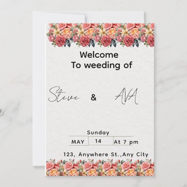 Soft Floral Pink Wedding Invitation | Romantic & E Einladung (Vorderseite)