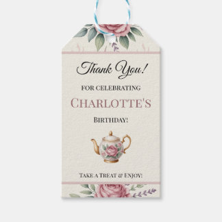 Soft Floral Tea Girl Party Gastname Vielen Dank Geschenkanhänger