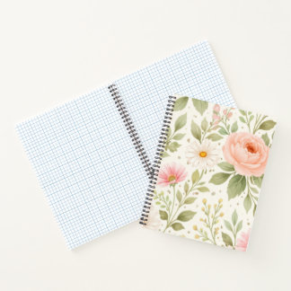 Soft Floral Watercolor Pattern   Notizbuch