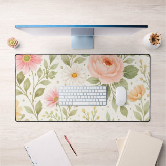 Soft Floral Watercolor Pattern   Schreibtischunterlage