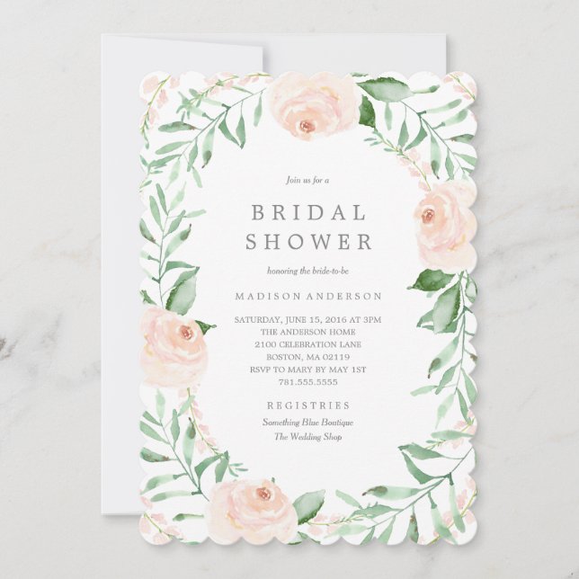 Soft Garden Florals Invitation de douche nuptiale (Devant)